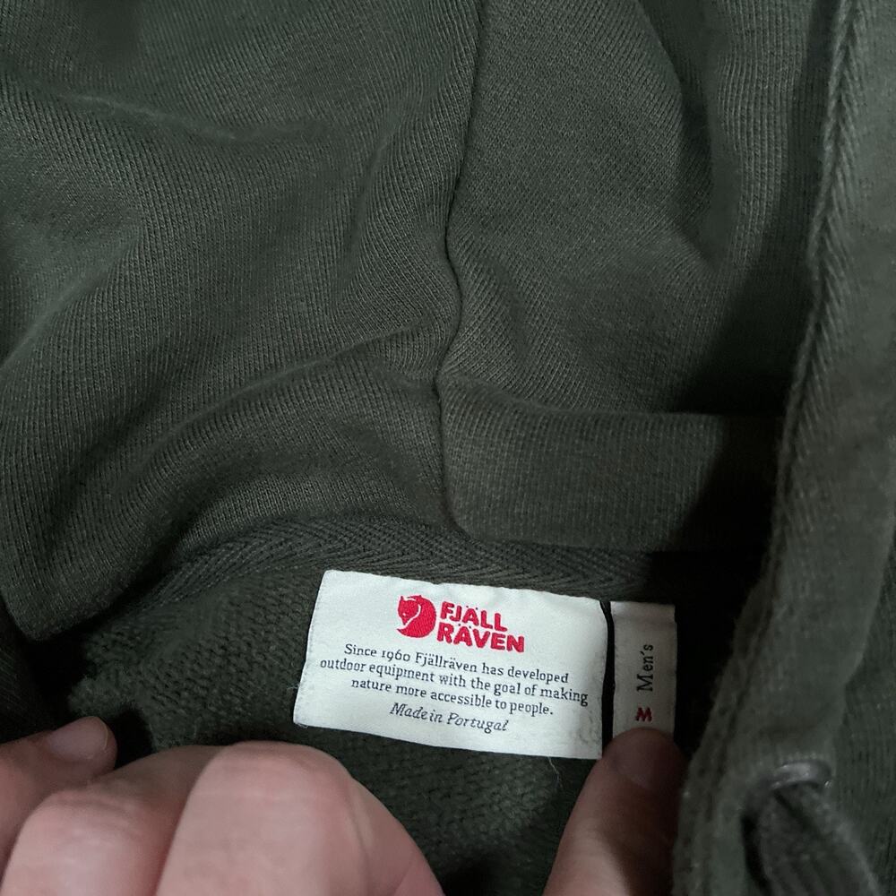 Fjallraven Logo Hoodie Mens Medium Green Pullover Sweatshirt Logo 84144 - Picture 3 of 8